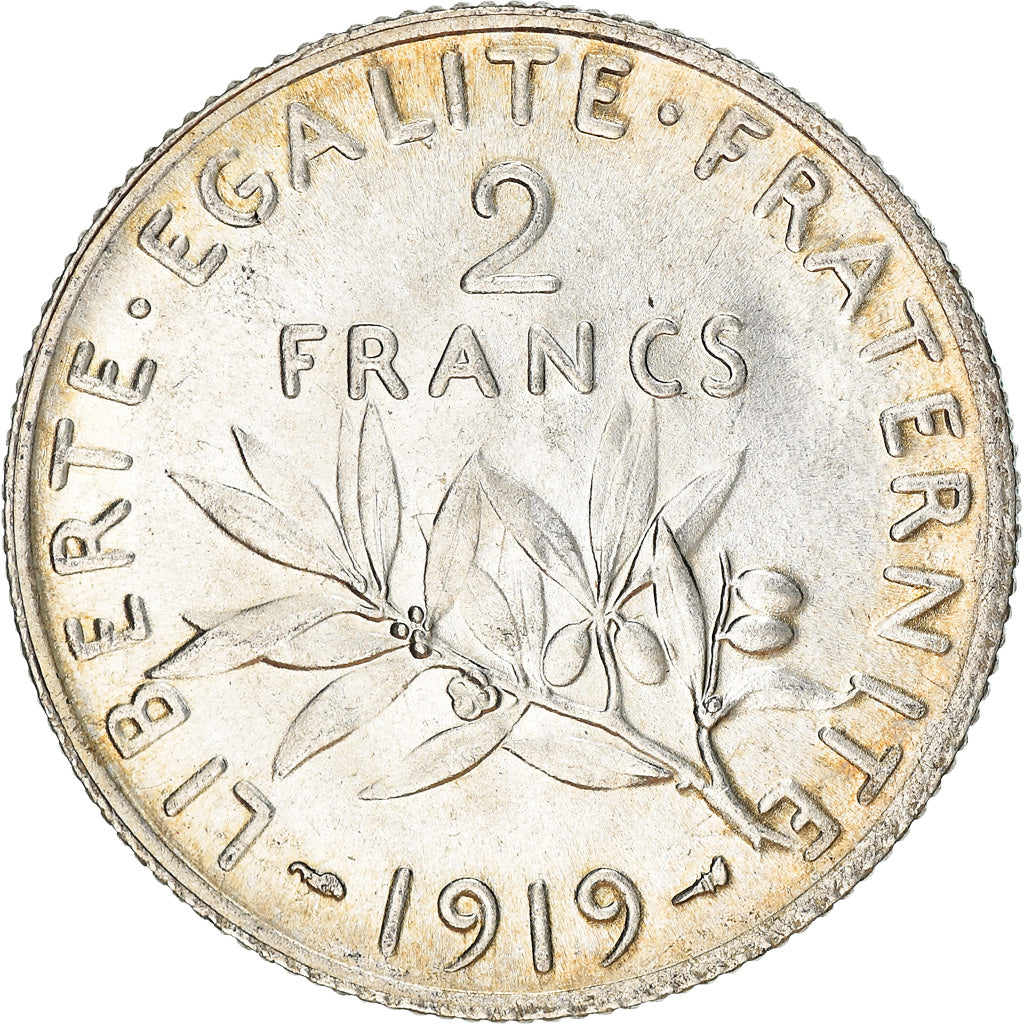 Coin, France, Semeuse, 2 Francs, 1919, Paris, AU(50-53), Silver, KM:845.1