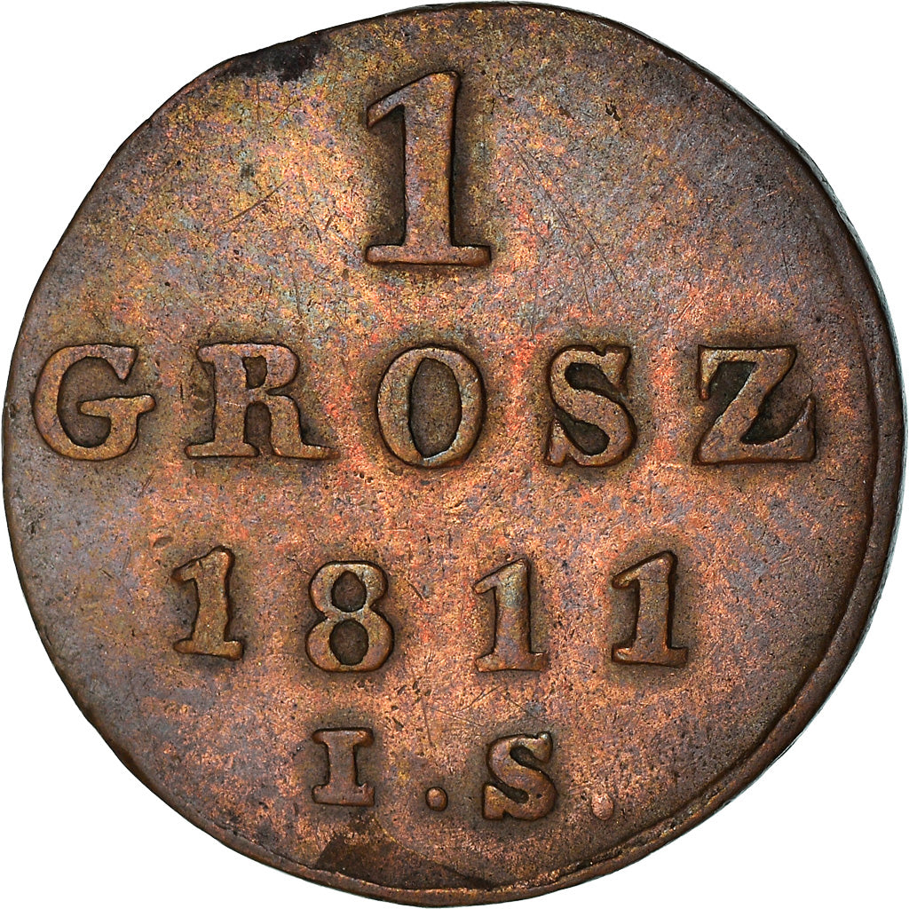 Monnaie, Pologne, Grosz, 1811, Friedrich August I I.S., TTB, Cuivre, KM:New