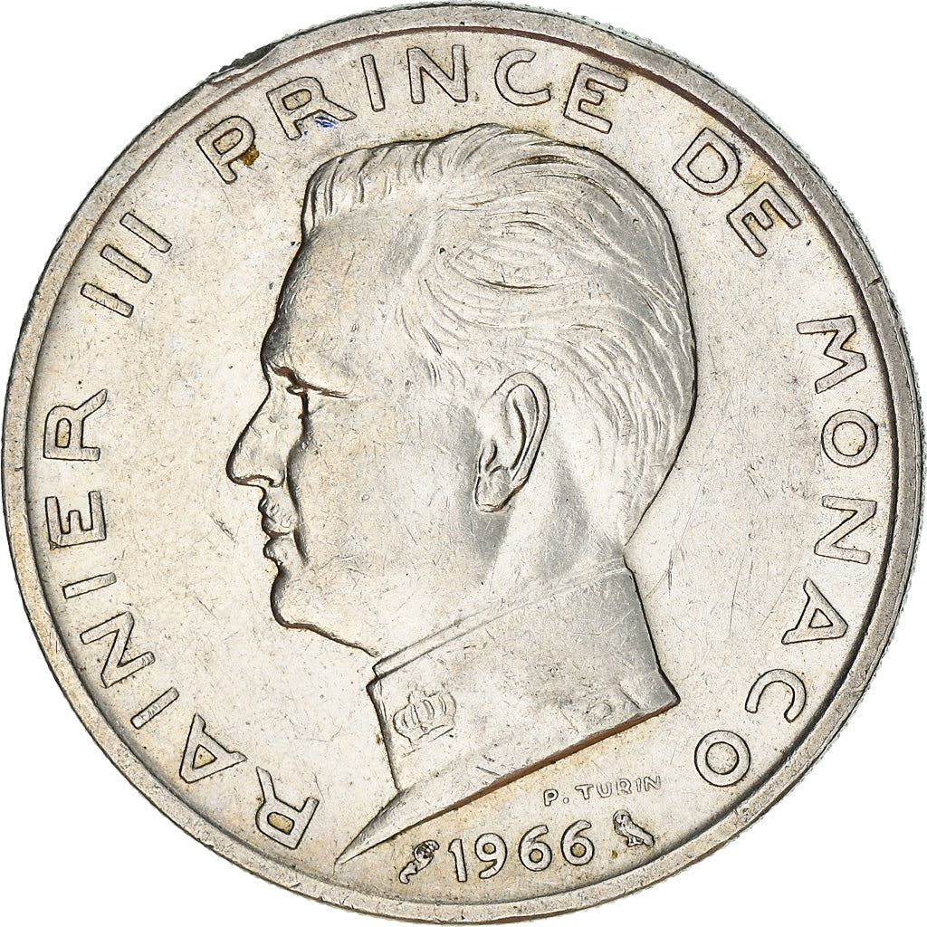 Coin, Monaco, Rainier III, 5 Francs, 1966, EF(40-45), Silver, KM:141