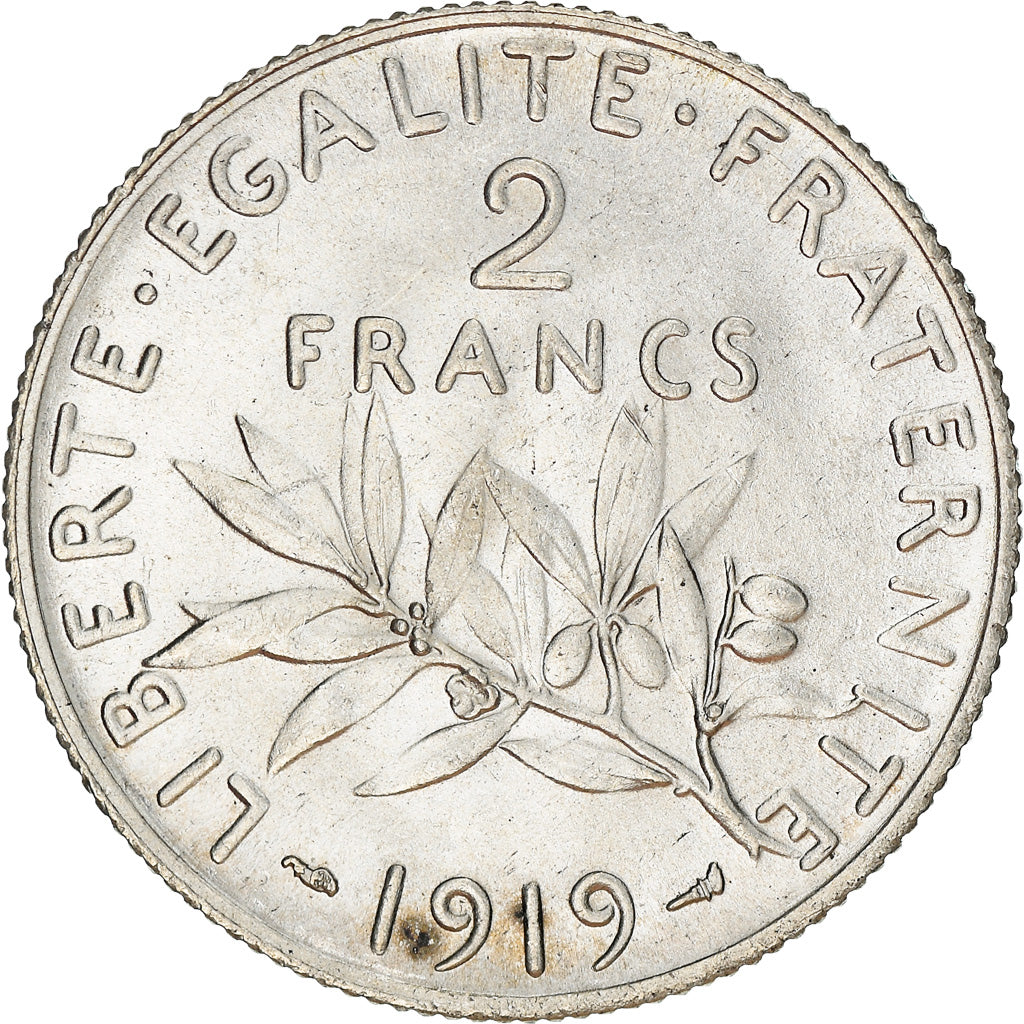 Coin, France, Semeuse, 2 Francs, 1919, Paris, EF(40-45), Silver, KM:845.1