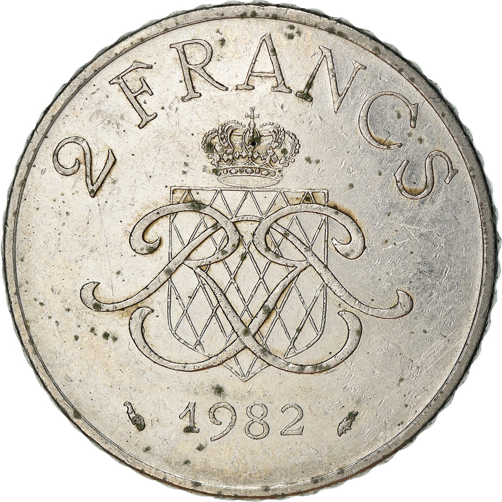 Moeda, Mónaco, Rainier III, 2 Francs, 1982, VF(30-35), Níquel, KM:157