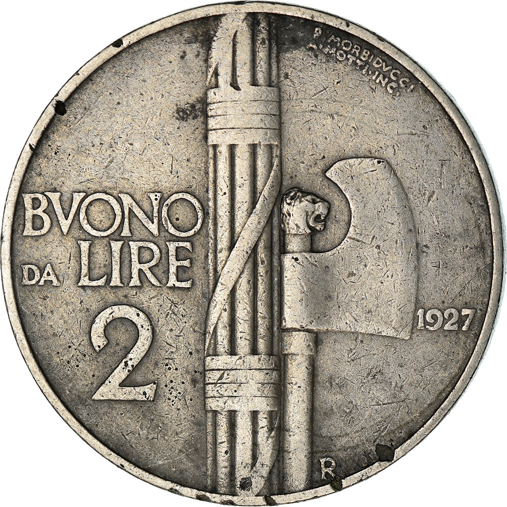 Coin, Italy, 2 Lire, 1927, Rome, VF(20-25), Nickel, KM:63