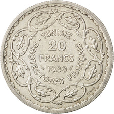 Moneta, Tunisia, Ahmad Pasha Bey, 20 Francs, 1939, Paris, SPL-, Argento, KM:E23