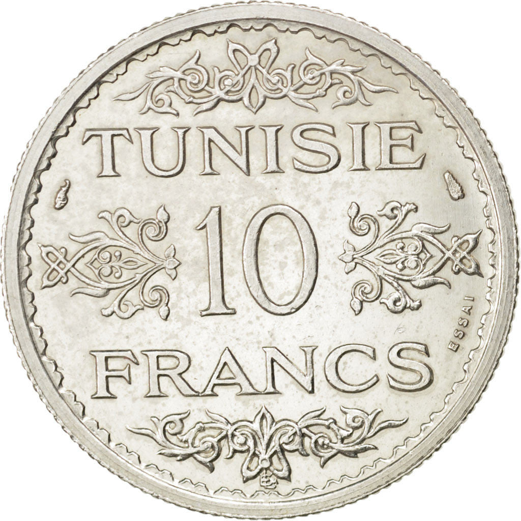 Coin, Tunisia, Ahmad Pasha Bey, 10 Francs, 1934, Paris, AU(55-58), Silver
