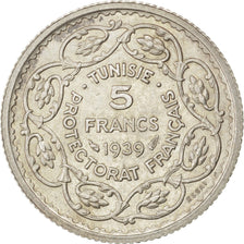 Monnaie, Tunisie, Ahmad Pasha Bey, 5 Francs, 1939, Paris, SUP, Argent, KM:E21