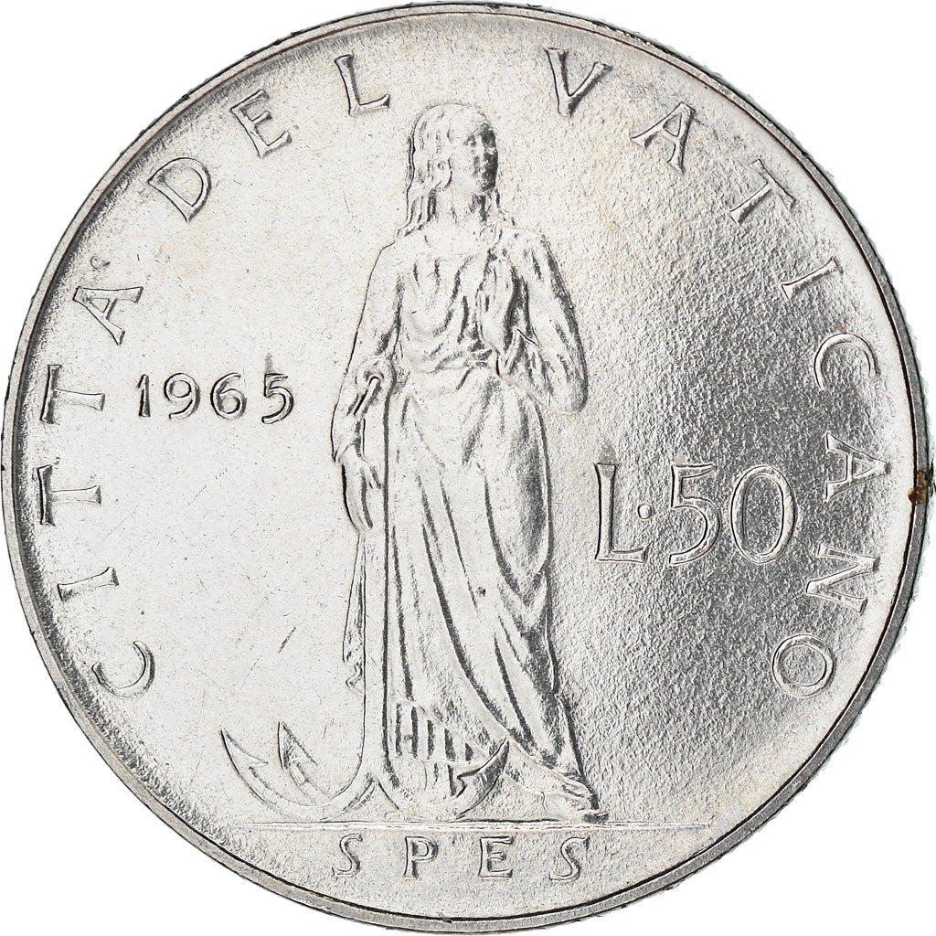 Monnaie, Cité du Vatican, Paul VI, 50 Lire, 1965, TTB+, Stainless Steel
