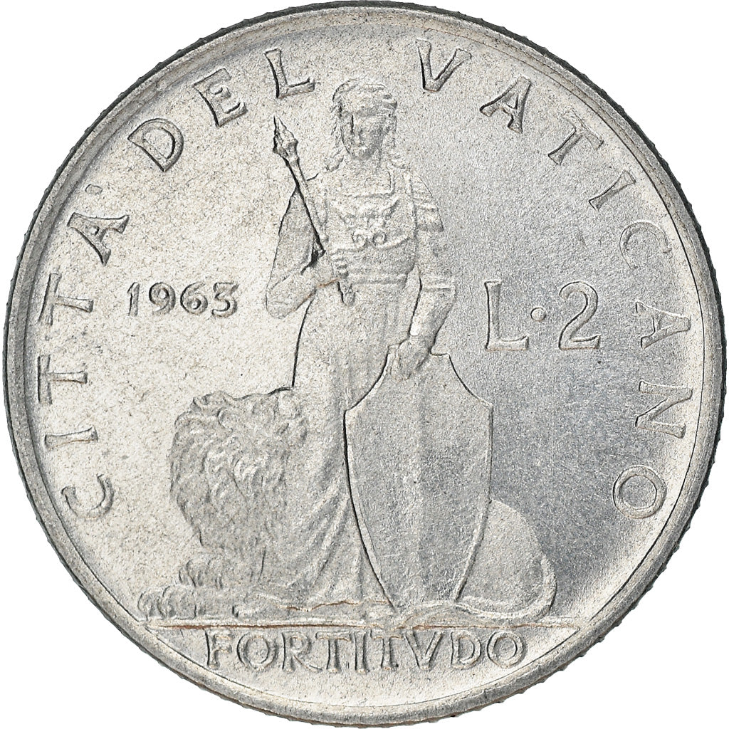 Münze, Vatikanstadt, Paul VI, 2 Lire, 1963, VZ, Aluminium, KM:77.1