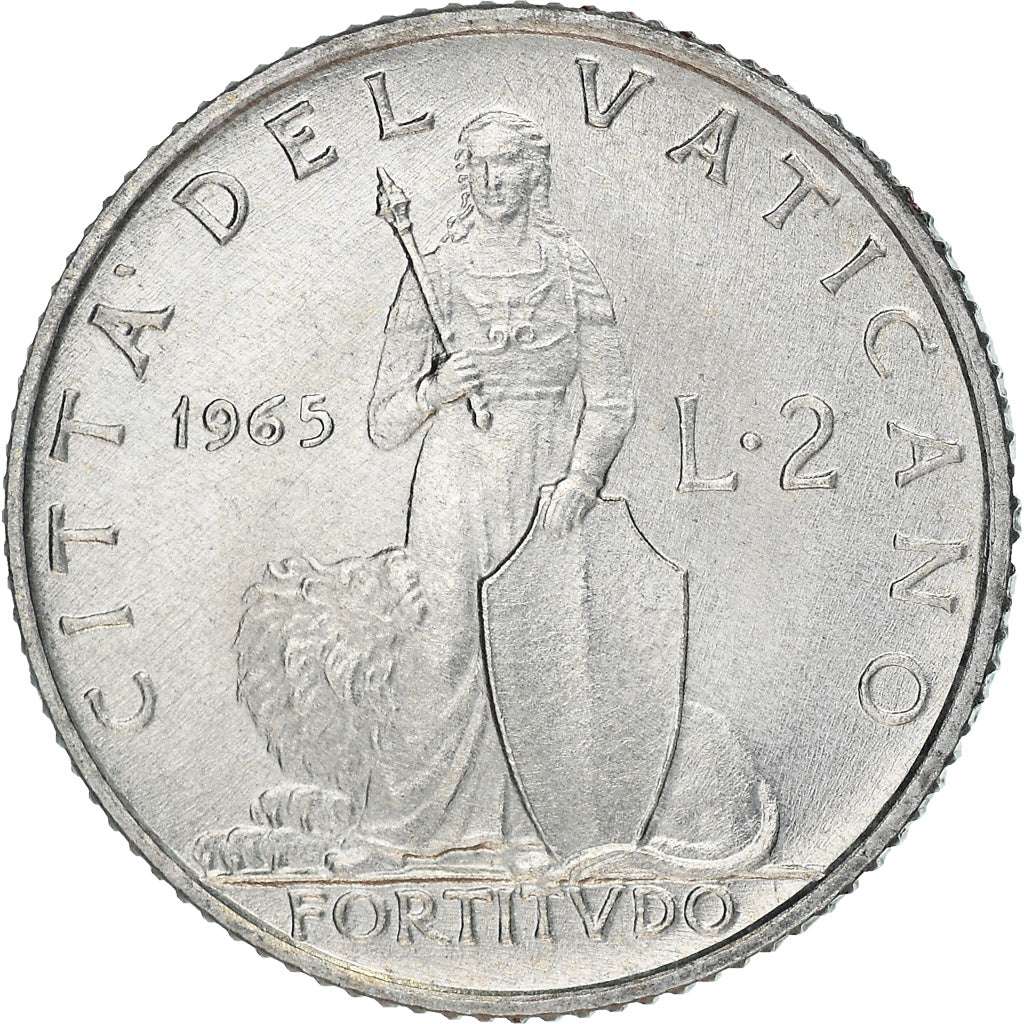 Coin, VATICAN CITY, Paul VI, 2 Lire, 1965, MS(63), Aluminum, KM:77.2