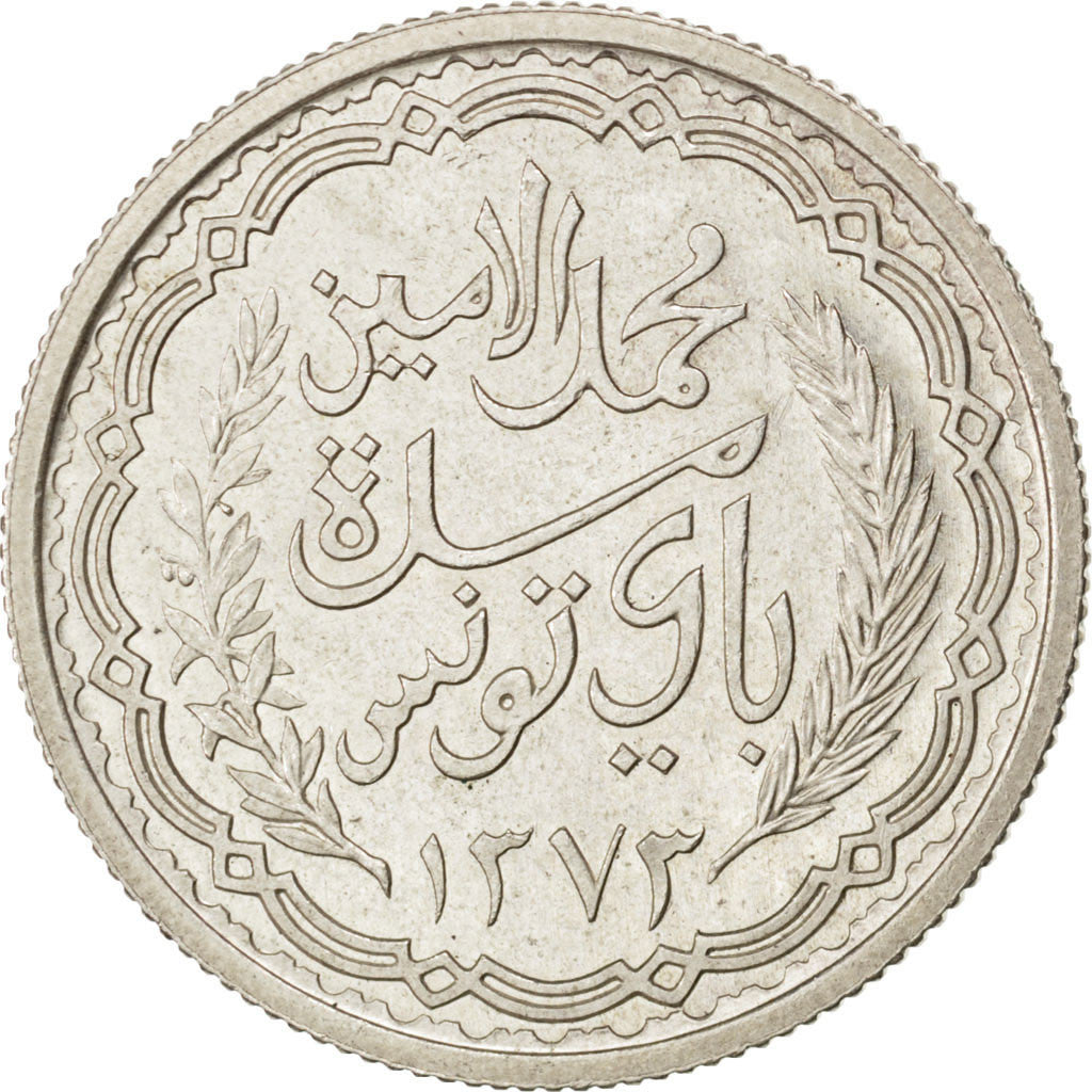 TUNISIA, 10 Francs, 1953, Paris, KM #1, AU(55-58), Silver, Lecompte #351, 10.01