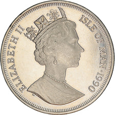 Coin, Isle of Man, World Cup - Italy, Crown, 1990, BE, AU(55-58), Silver