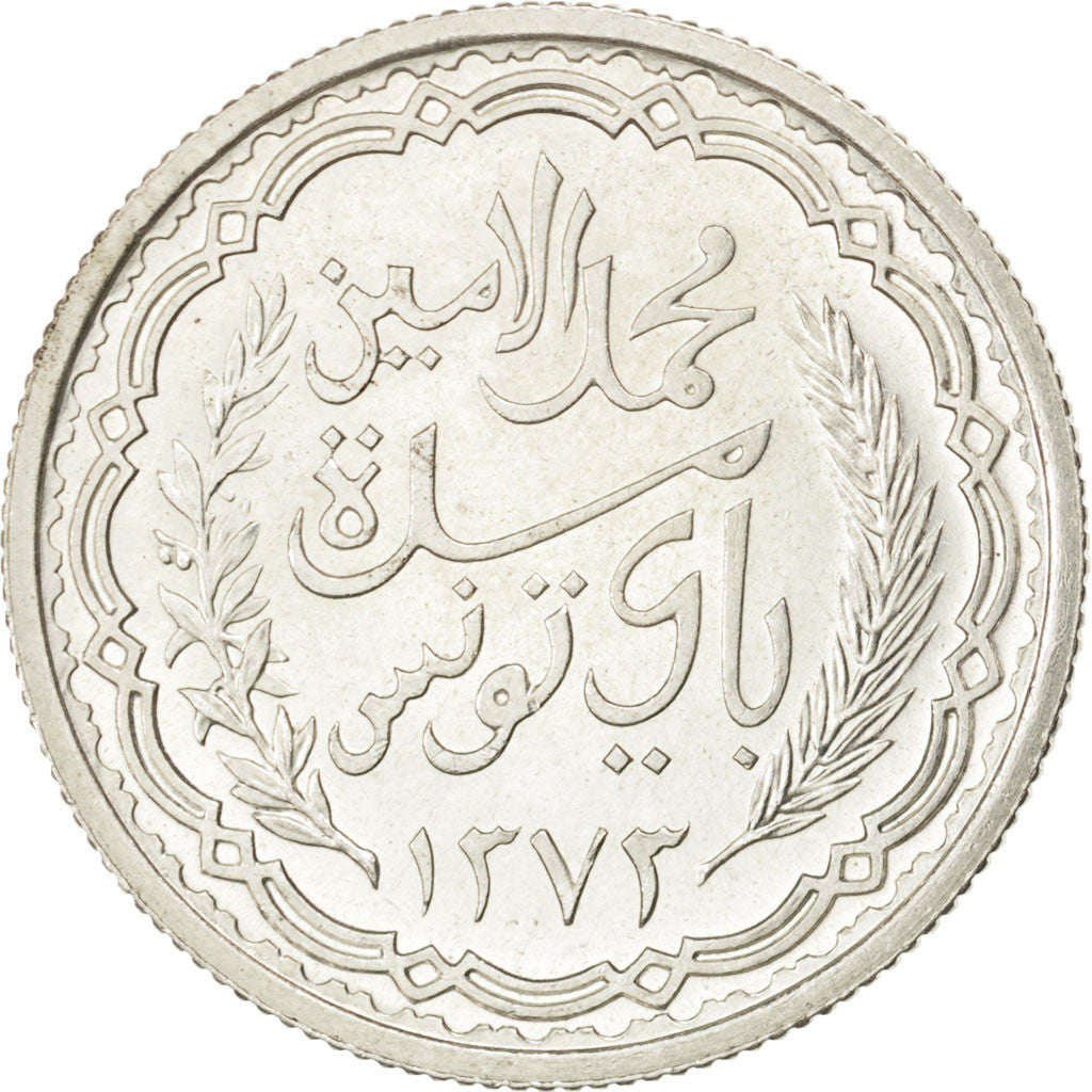 TUNISIA, 10 Francs, 1953, Paris, KM #1, MS(60-62), Silver, Lecompte #351, 9.98