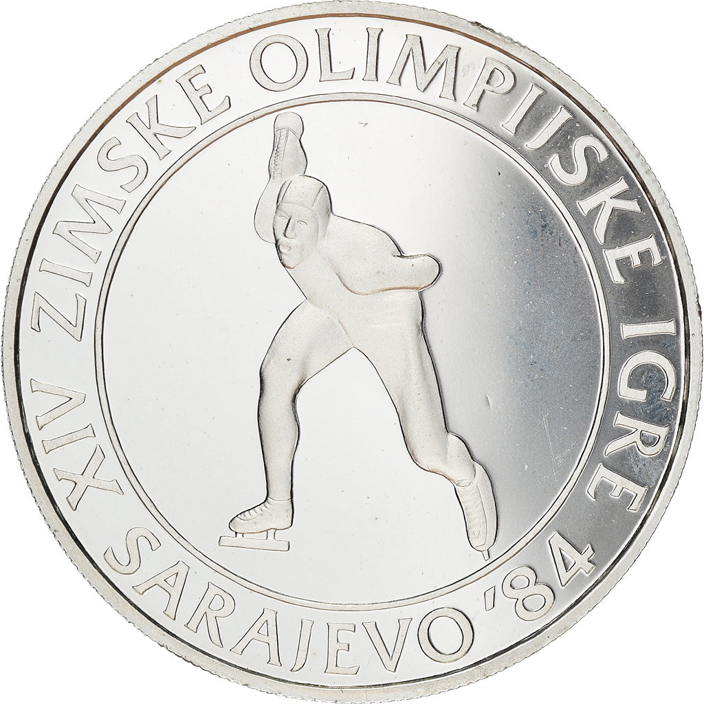 Coin, Yugoslavia, 1984 Winter Olympics, 100 Dinara, 1984, BE, MS(65-70), Silver
