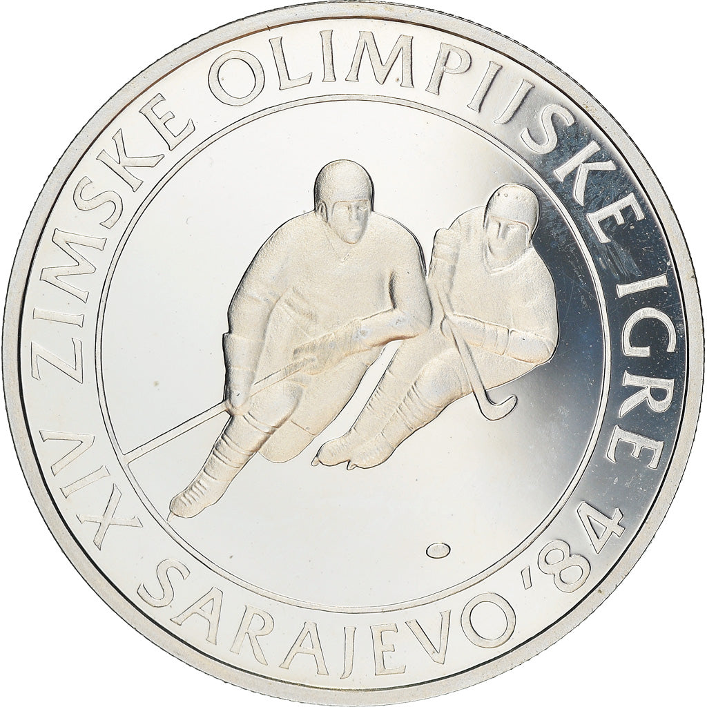 Coin, Yugoslavia, 1984 Winter Olympics, 100 Dinara, 1982, BE, MS(65-70), Silver