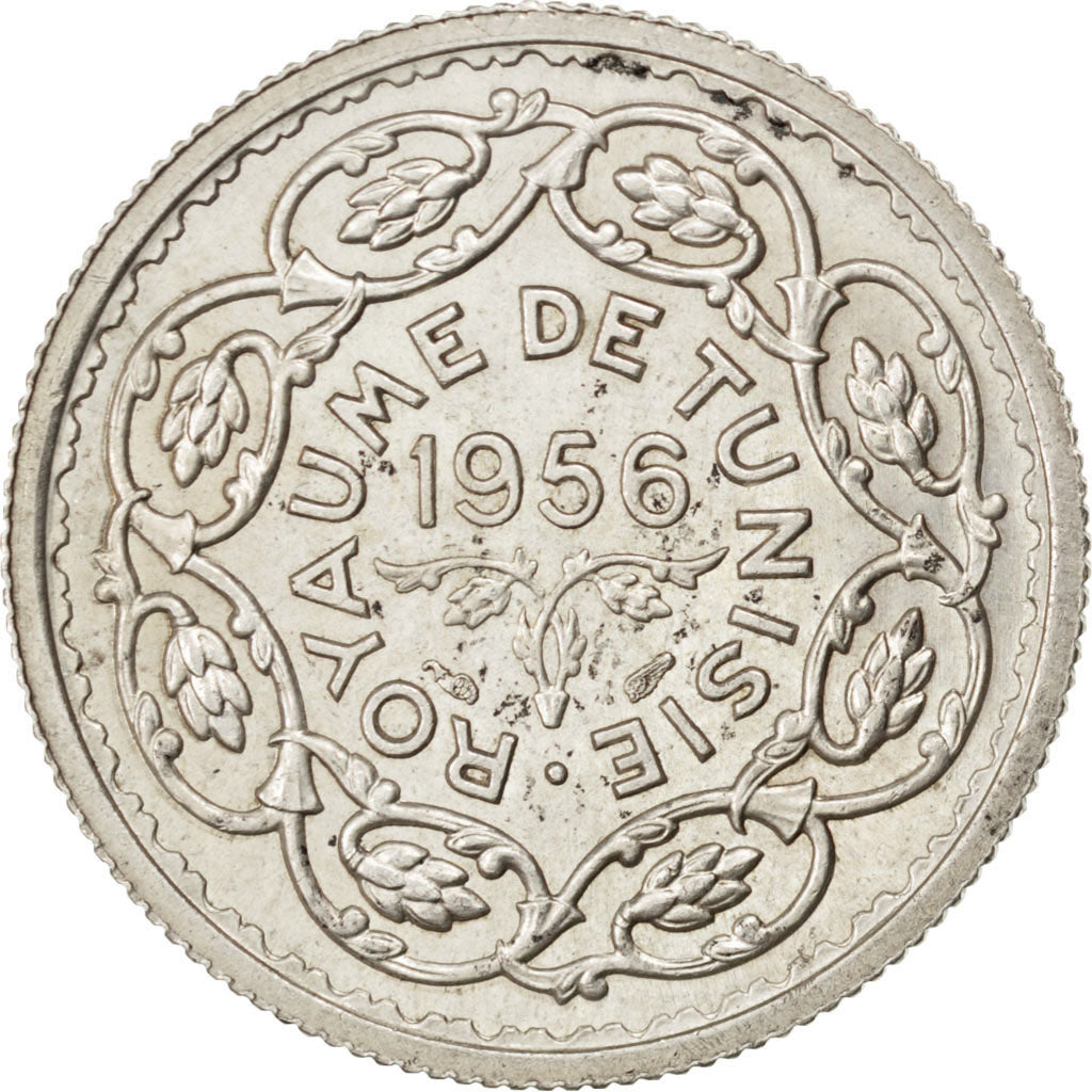 Coin, Tunisia, 10 Francs, 1956, Paris, AU(55-58), Silver, KM:7, Lecompte:354