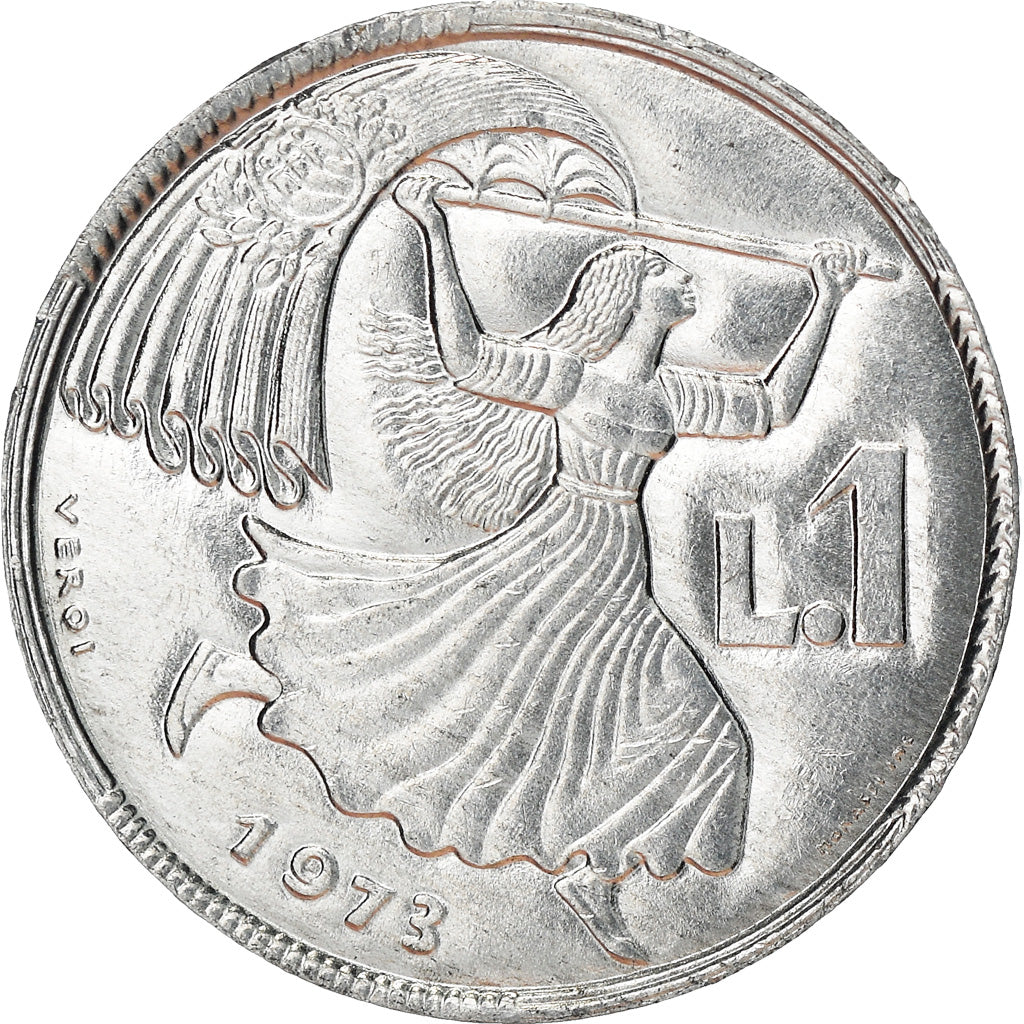 Coin, San Marino, Lira, 1973, Rome, MS(60-62), Aluminum, KM:22