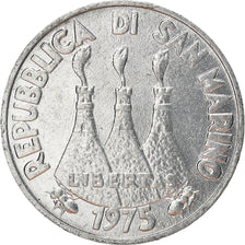 Coin, San Marino, Lira, 1975, MS(63), Aluminum, KM:40