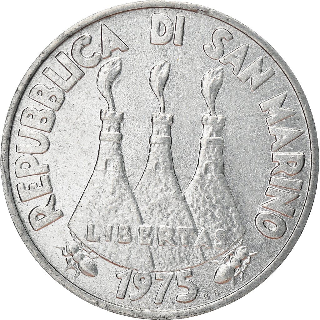 Coin, San Marino, Lira, 1975, AU(55-58), Aluminum, KM:40