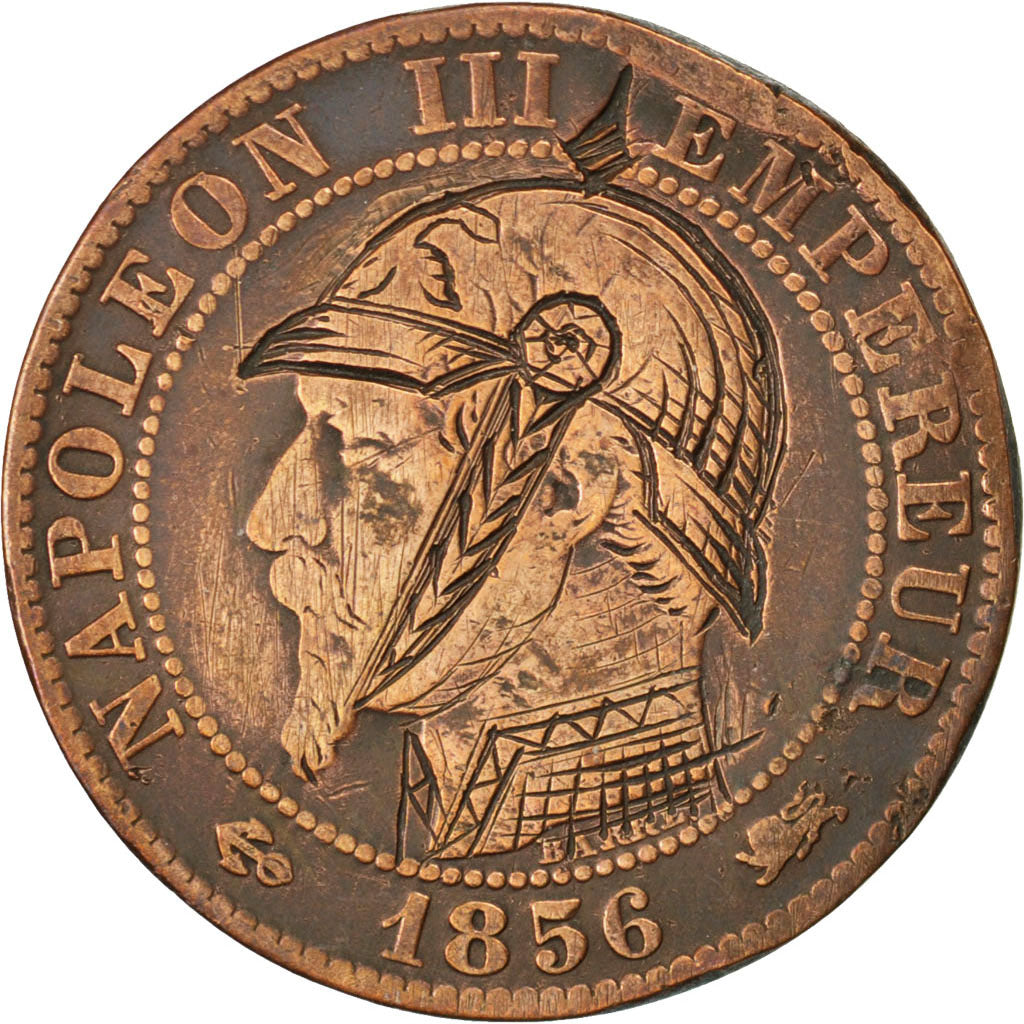 FRANCE, Napoléon III, 5 Centimes, 1856, Lyon, KM #777.4, VF(20-25), Bronze, 25.1