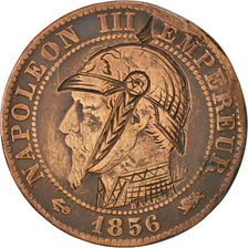 FRANCE, Napoléon III, 5 Centimes, 1856, Lyon, KM #777.4, VF(20-25), Bronze, 25.1