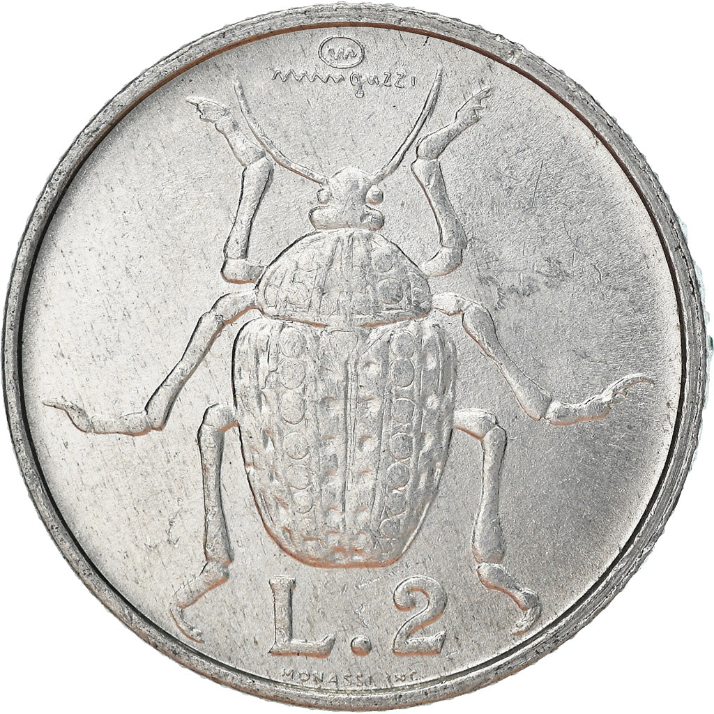 Coin, San Marino, 2 Lire, 1974, EF(40-45), Aluminum, KM:31