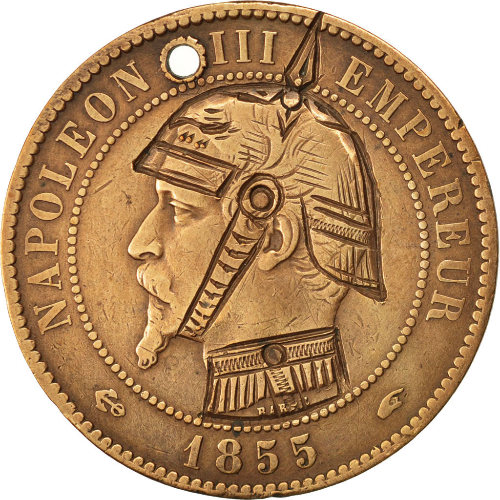 FRANCE, Napoléon III, 10 Centimes, 1855, Paris, KM #771.1, VF(20-25), Bronze, G.
