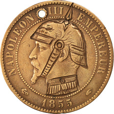 FRANCE, Napoléon III, 10 Centimes, 1855, Paris, KM #771.1, VF(20-25), Bronze, G.