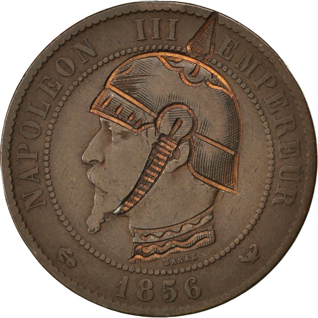 FRANCE, Napoléon III, 10 Centimes, 1856, Lille, KM #771.7, VF(30-35), Bronze, G.