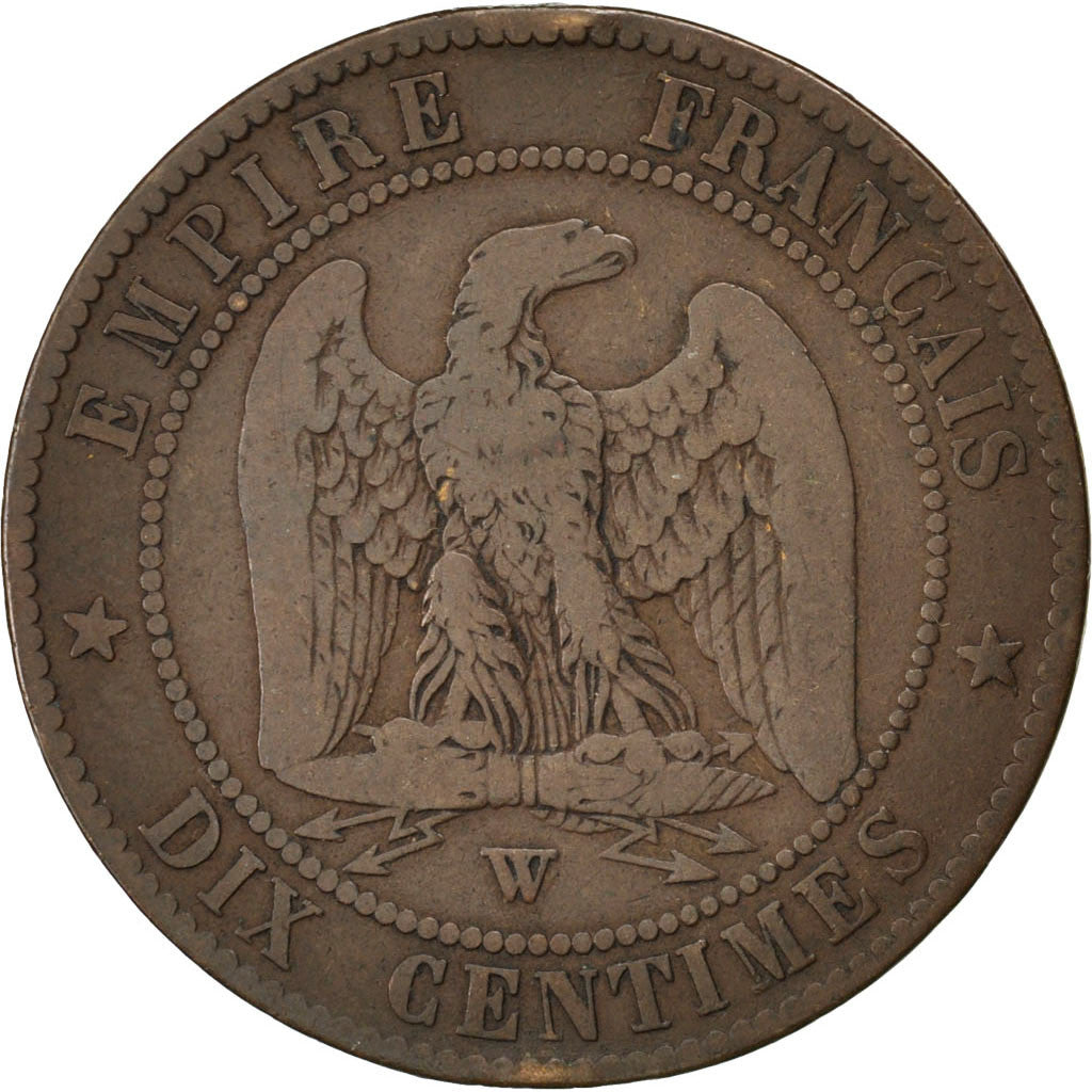 FRANCE, Napoléon III, 10 Centimes, 1856, Lille, KM #771.7, VF(30-35), Bronze, G.