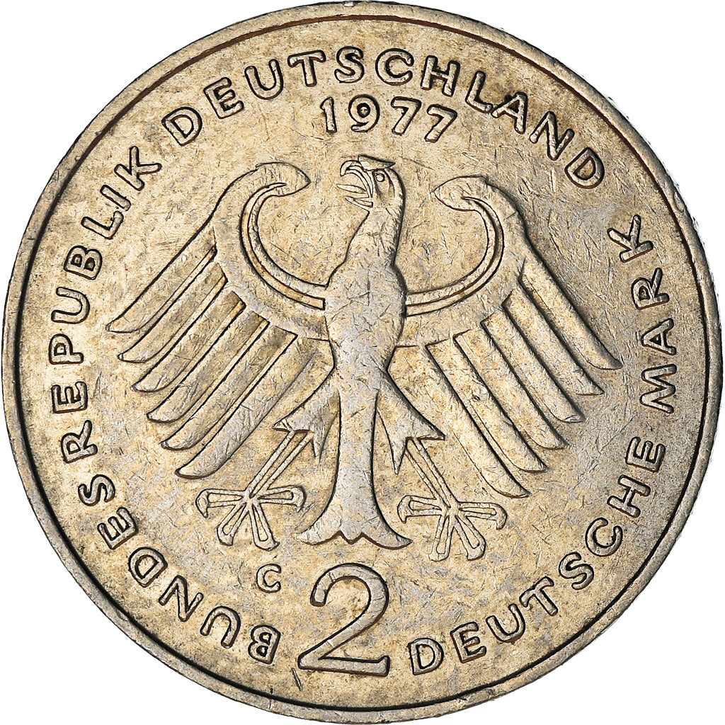 Coin, GERMANY - FEDERAL REPUBLIC, 2 Mark, 1977, Karlsruhe, EF(40-45)