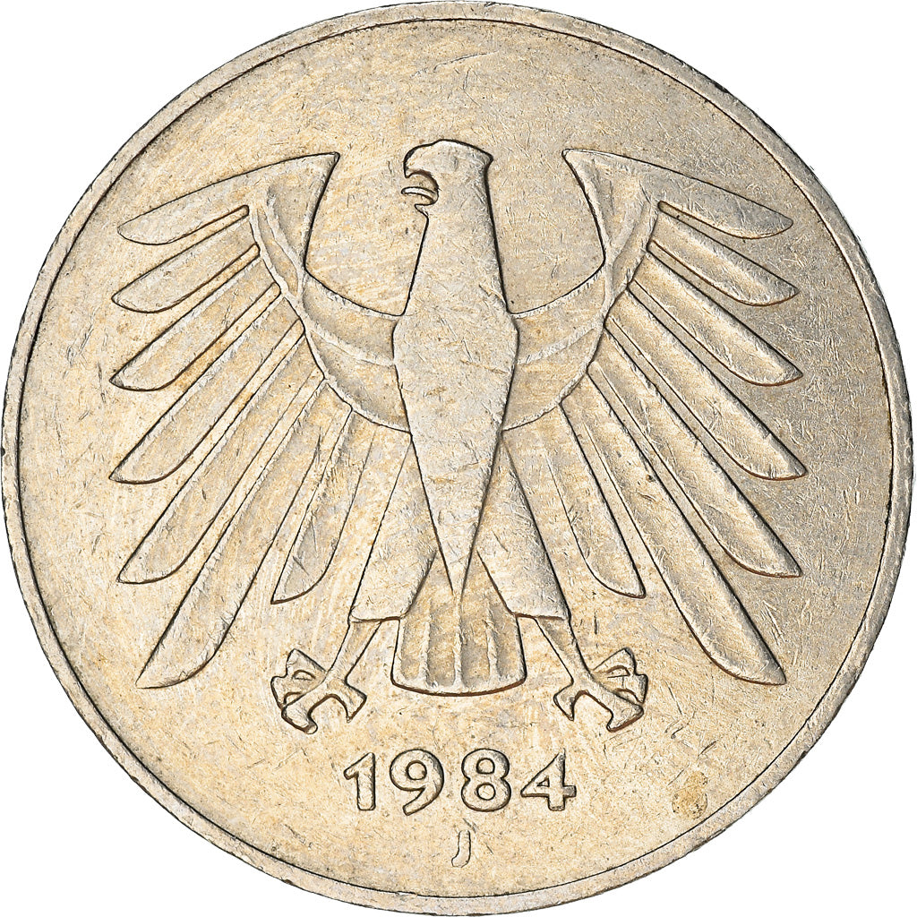 Münze, Bundesrepublik Deutschland, 5 Mark, 1984, Hamburg, S+, Copper-Nickel