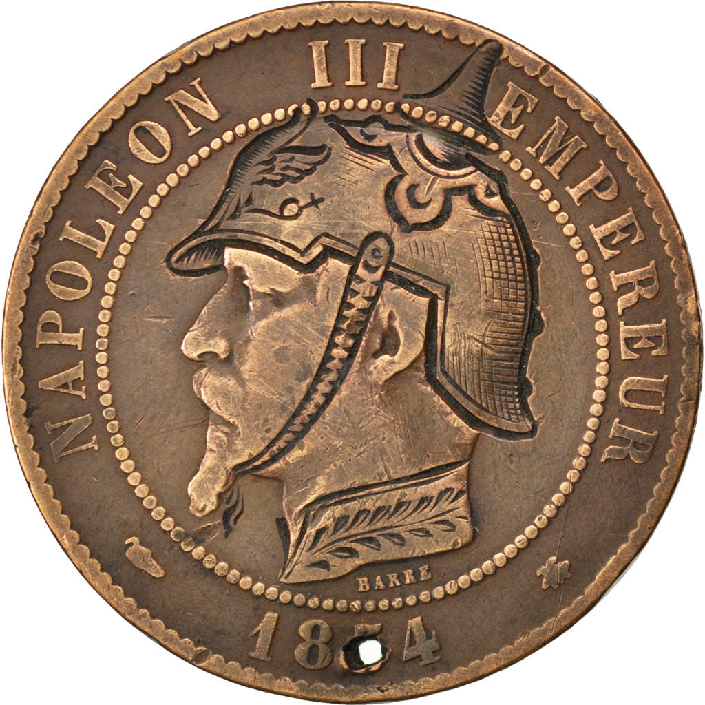 FRANCE, Napoléon III, 10 Centimes, 1854, Strasbourg, KM #771.3, VF(20-25), B...