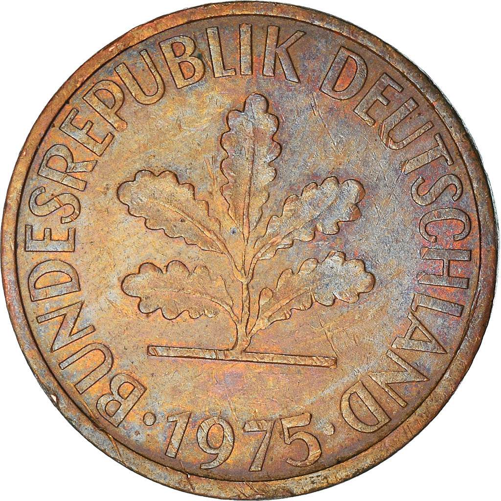 Münze, Bundesrepublik Deutschland, 2 Pfennig, 1975, Stuttgart, S+, Copper
