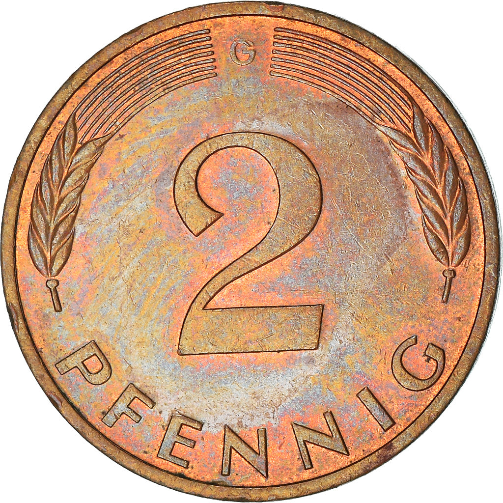 Moneta, GERMANIA - REPUBBLICA FEDERALE, 2 Pfennig, 1983, Karlsruhe, MB+, Acciaio
