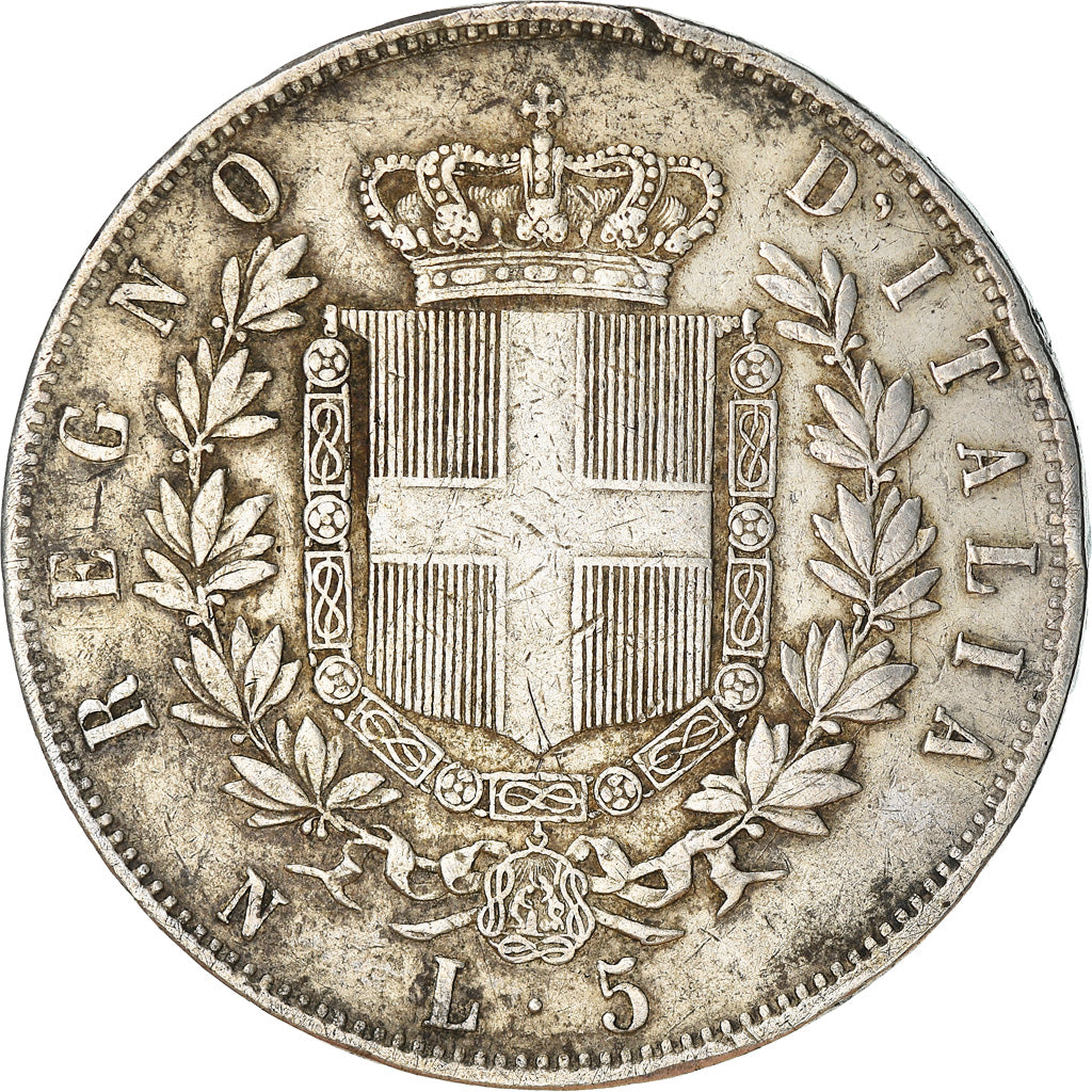 Monnaie, Italie, Vittorio Emanuele II, 5 Lire, 1862, Naples, Rare, TB+, Argent