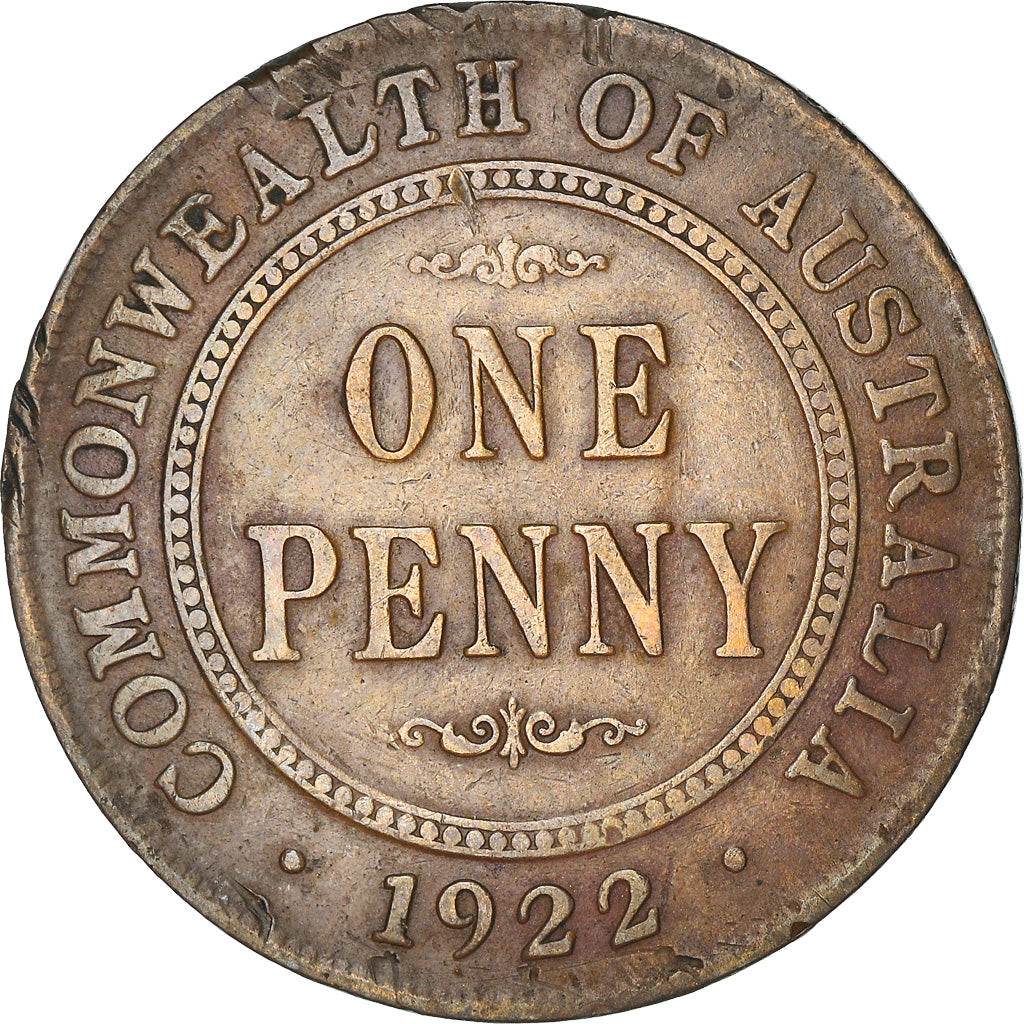Moneta, Australia, George V, Penny, 1922, Melbourne, MB+, Bronzo, KM:23