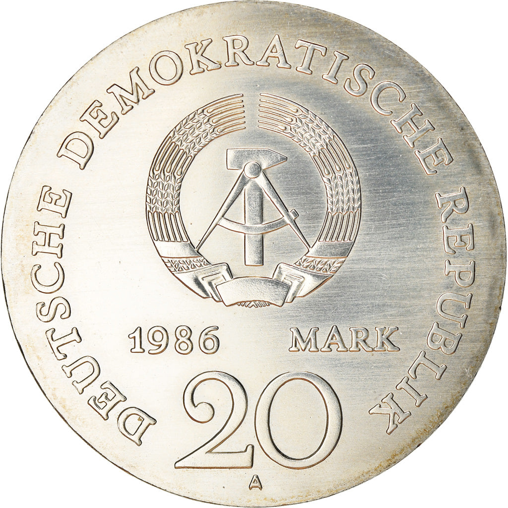 Moneta, REPUBBLICA DEMOCRATICA TEDESCA, 20 Mark, 1986, Berlin, Jacob & Wilhelm