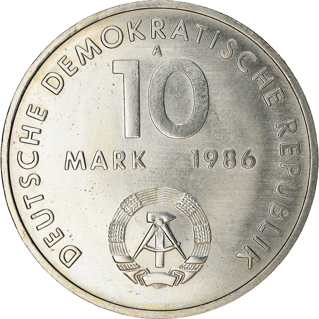 Moneta, REPUBBLICA DEMOCRATICA TEDESCA, 10 Mark, 1986, Berlin, SPL, Rame-nichel