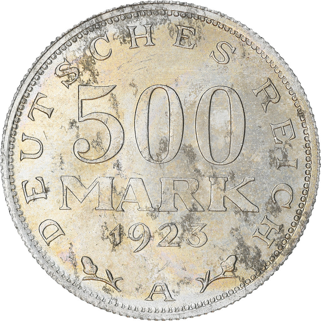 Coin, GERMANY, WEIMAR REPUBLIC, 500 Mark, 1923, Berlin, VF(20-25), Aluminum