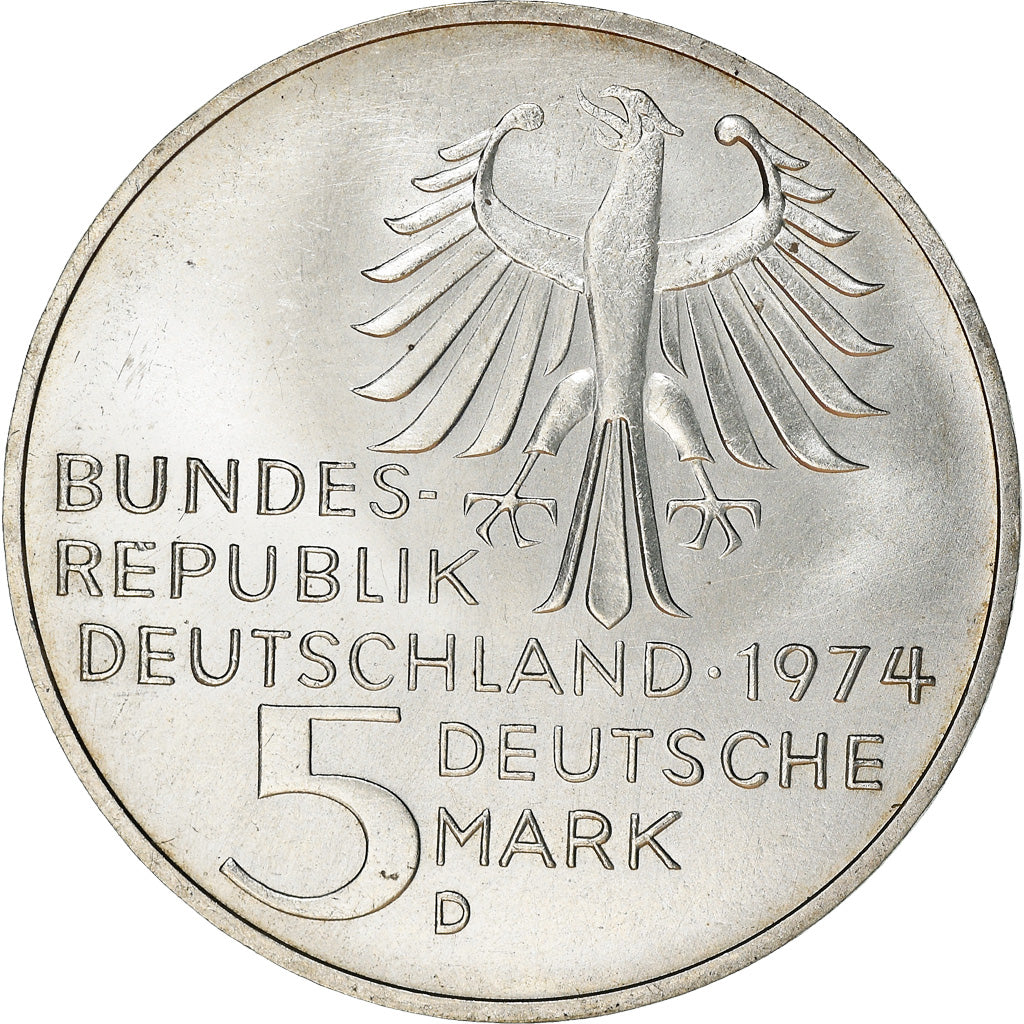 Monnaie, République fédérale allemande, 5 Mark, 1974, Munich, Germany, TTB+