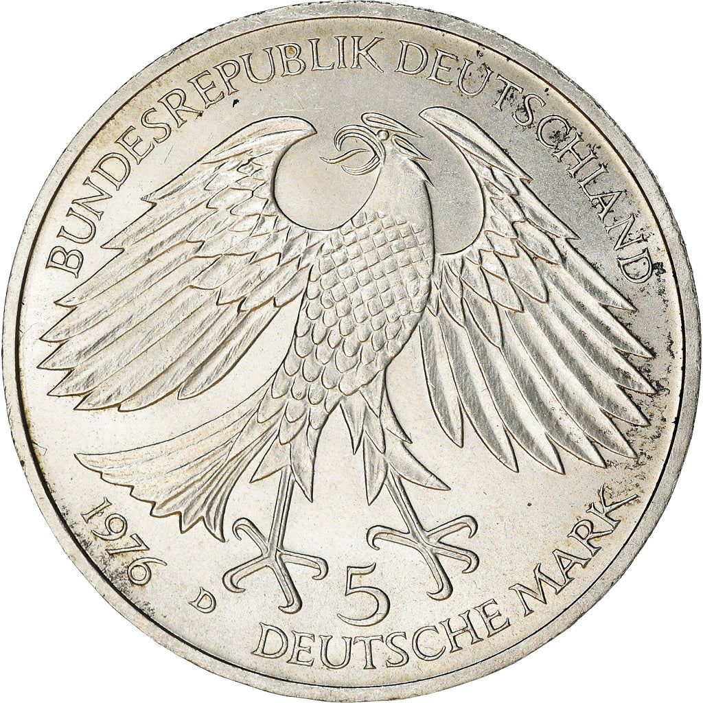 Moneda, ALEMANIA - REPÚBLICA FEDERAL, 5 Mark, 1976, Munich, Germany, MBC+