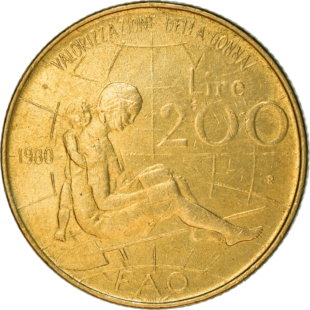 Munten, Italië, International Women's Year	F.A.O., 200 Lire, 1980, Rome, FR+