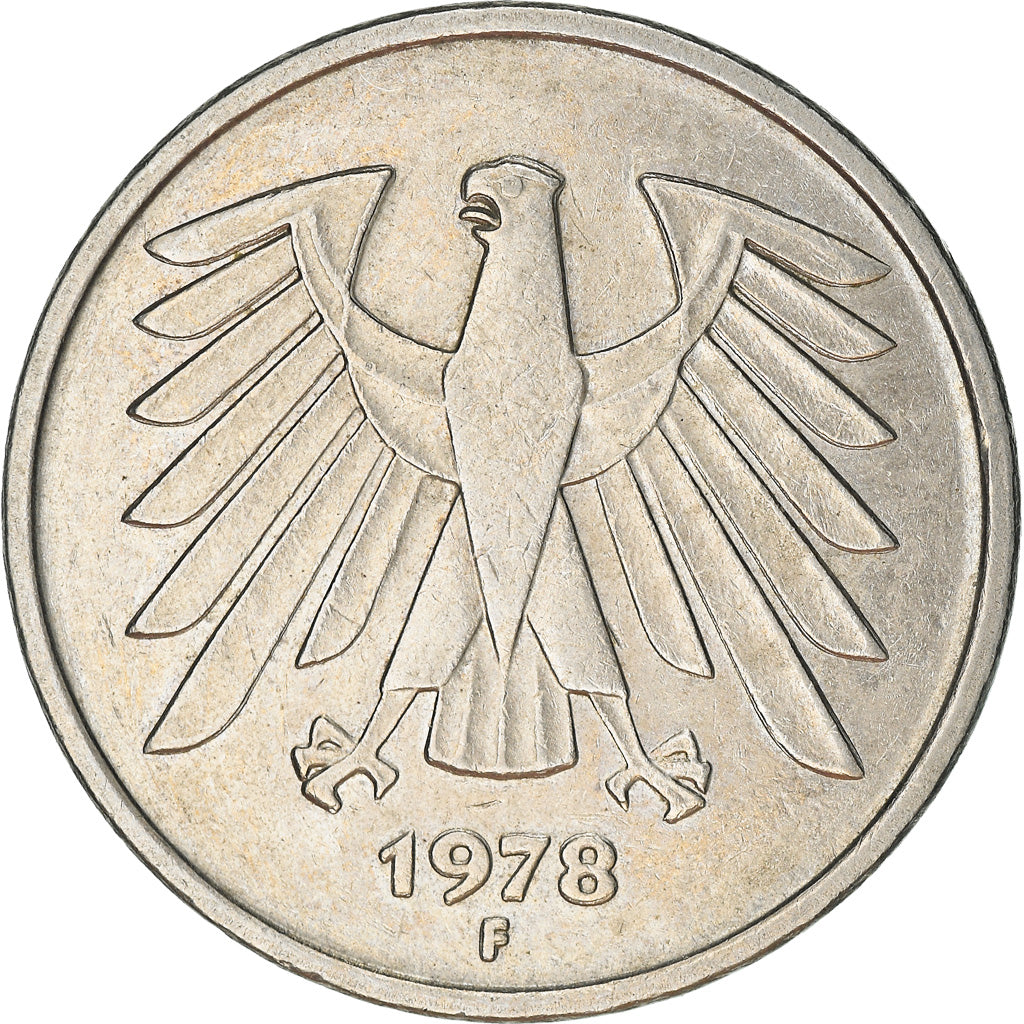 Moneta, GERMANIA - REPUBBLICA FEDERALE, 5 Mark, 1978, Stuttgart, MB+, Nichel