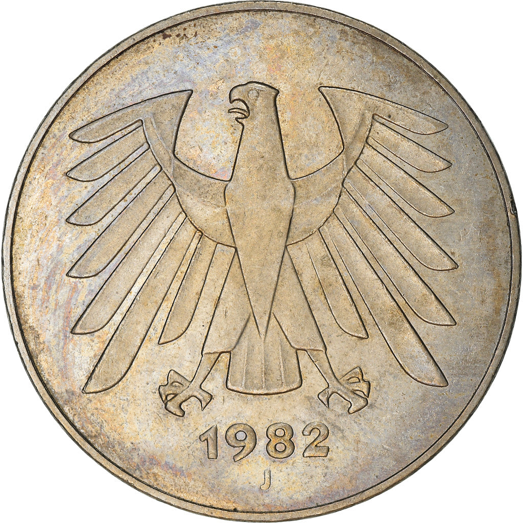 Coin, GERMANY - FEDERAL REPUBLIC, 5 Mark, 1982, Hambourg, EF(40-45)