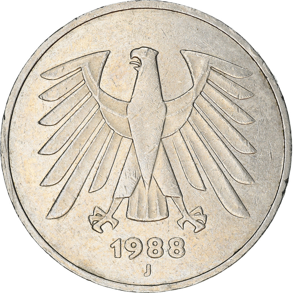 Coin, GERMANY - FEDERAL REPUBLIC, 5 Mark, 1988, Hamburg, VF(30-35)