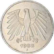 Coin, GERMANY - FEDERAL REPUBLIC, 5 Mark, 1988, Hamburg, VF(30-35)