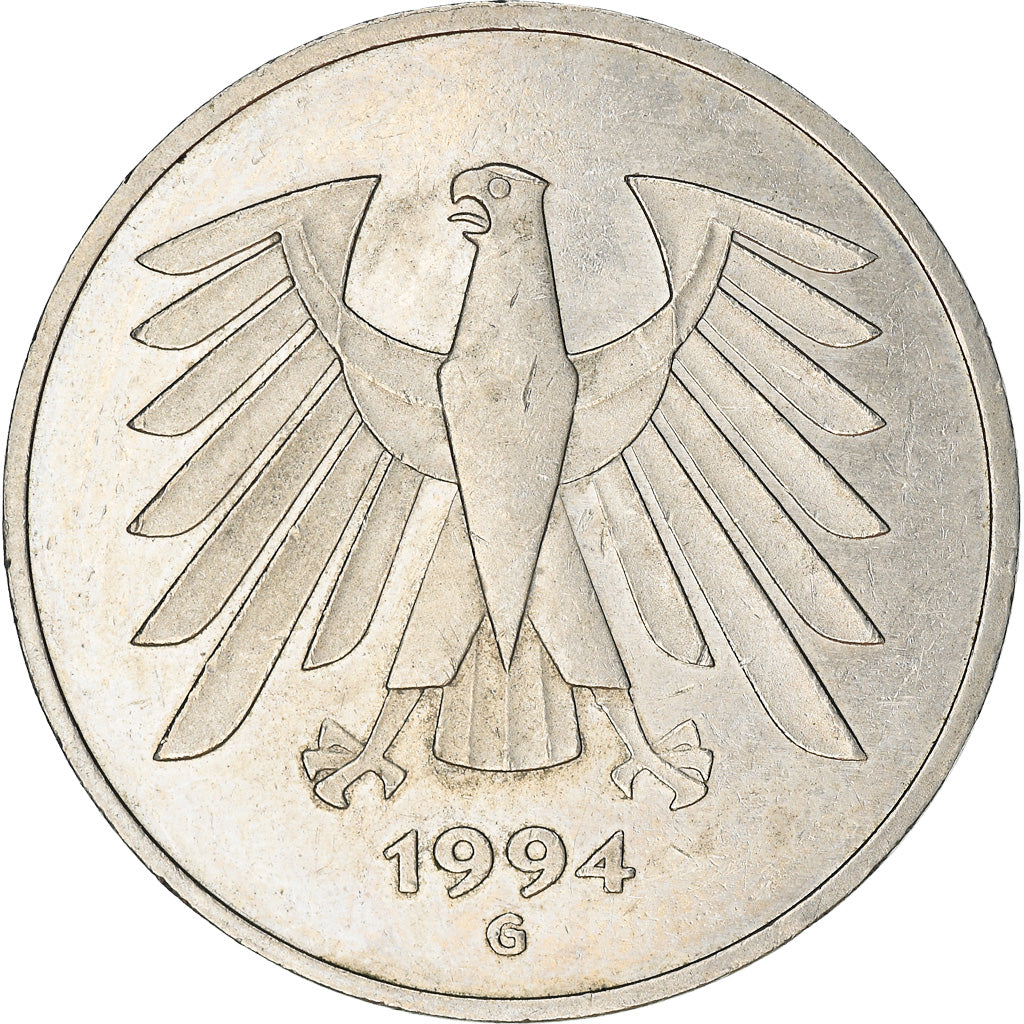 Coin, GERMANY - FEDERAL REPUBLIC, 5 Mark, 1994, Karlsruhe, EF(40-45)