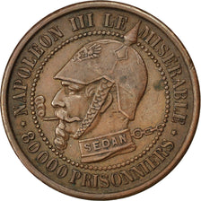FRANCE, 5 Centimes, 1870, EF(40-45), Bronze, 7.75