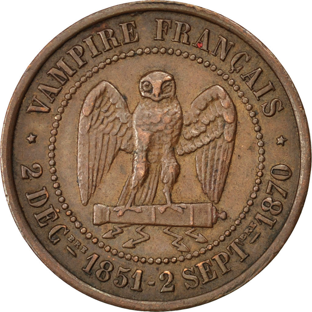 FRANCE, 5 Centimes, 1870, EF(40-45), Bronze, 7.75