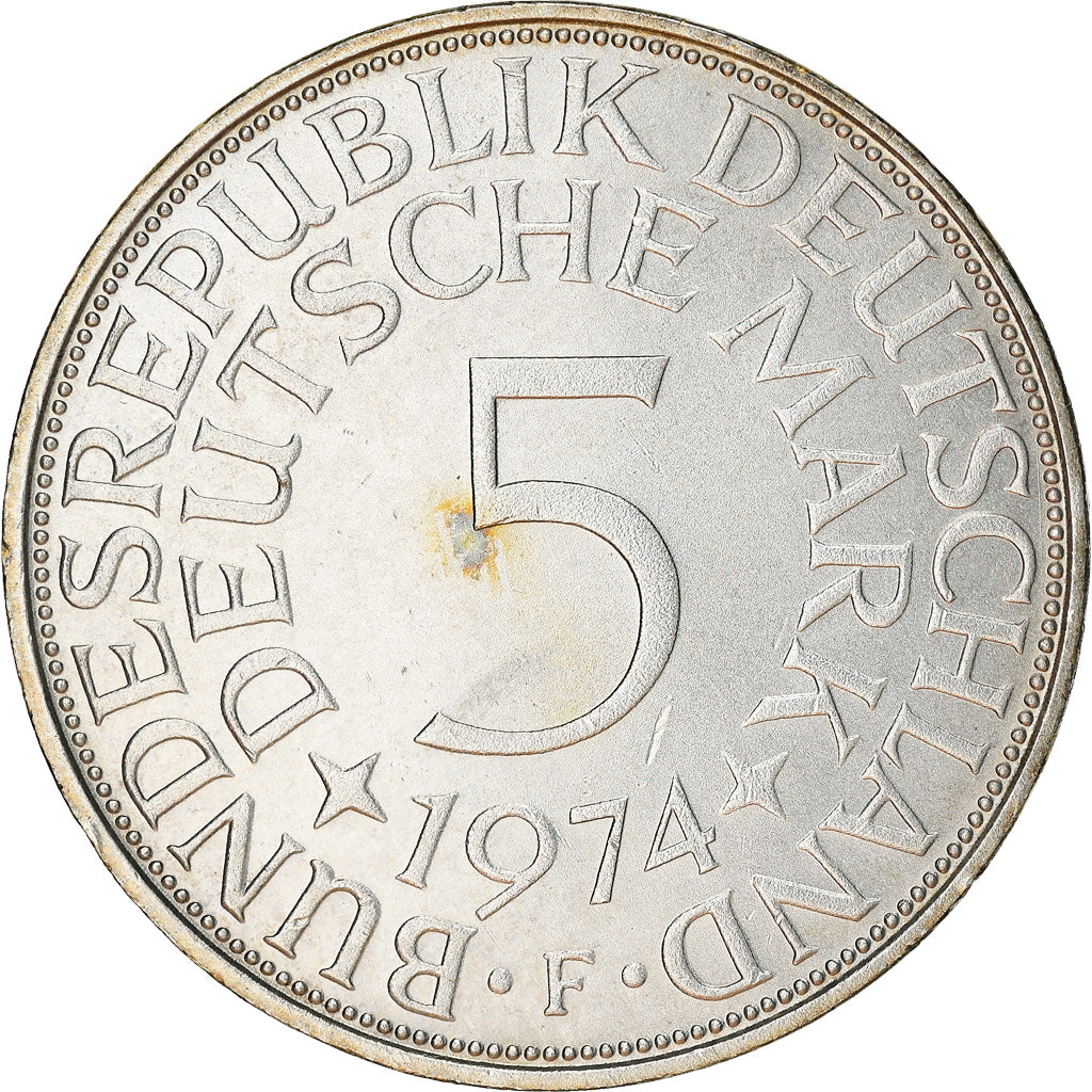 Monnaie, République fédérale allemande, 5 Mark, 1974, Stuttgart, TTB+