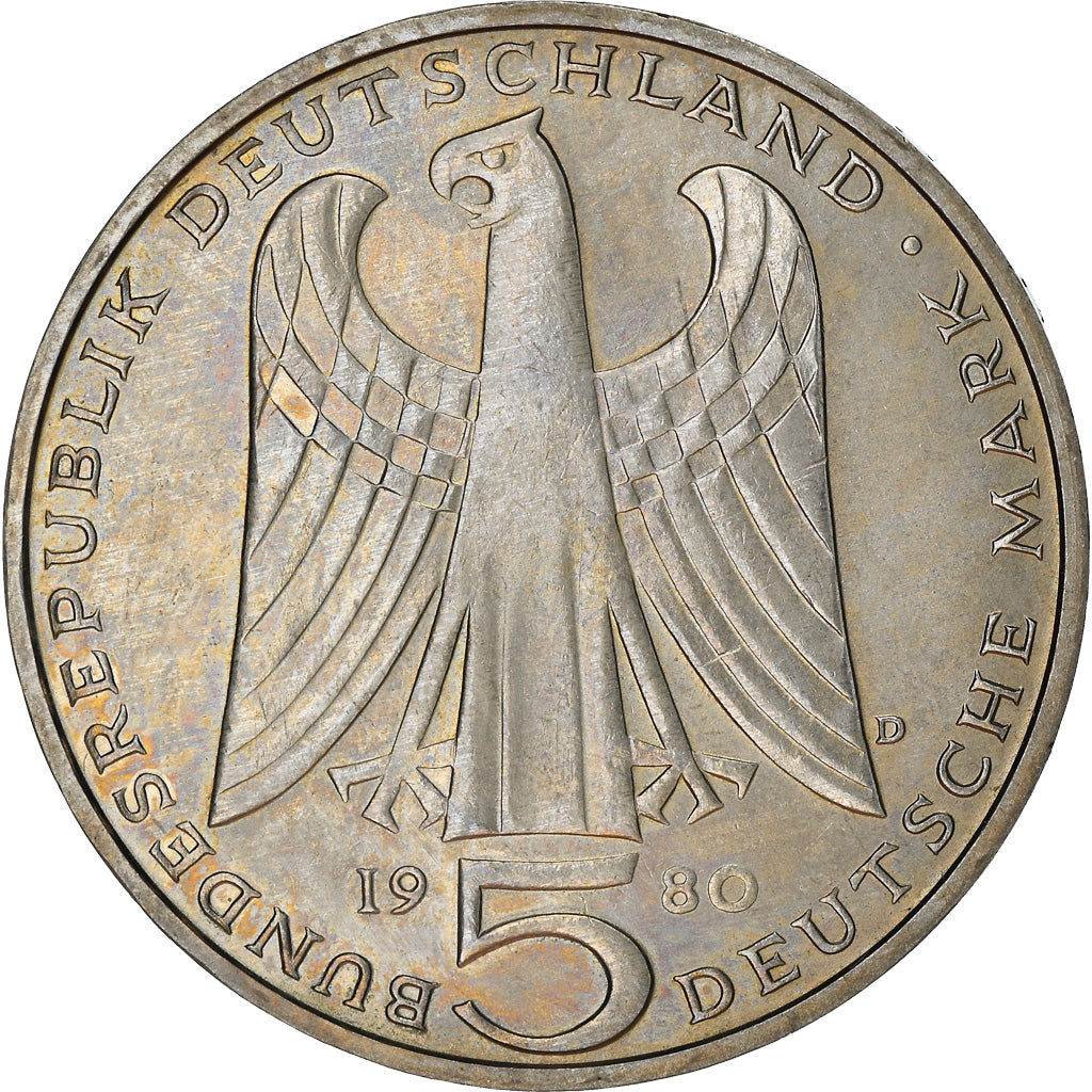 Moneta, GERMANIA - REPUBBLICA FEDERALE, 5 Mark, 1980, Munich, Germany, SPL-